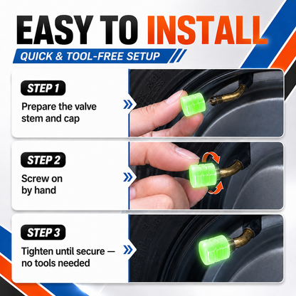 Last Day Promotion 60% OFF⏰ Glow-in-the-Dark Tire Valve Stem Caps｜Suck Light by Day, Glow by Night