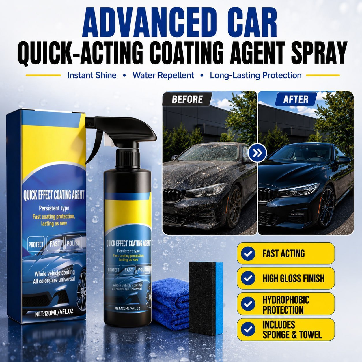 Advanced Car Quick-acting Coating Agent Spray ✨ Restore Your Car’s Shine in Minutes