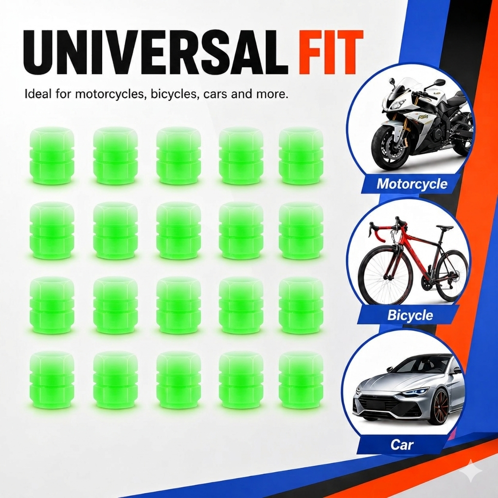 Last Day Promotion 60% OFF⏰ Glow-in-the-Dark Tire Valve Stem Caps｜Suck Light by Day, Glow by Night