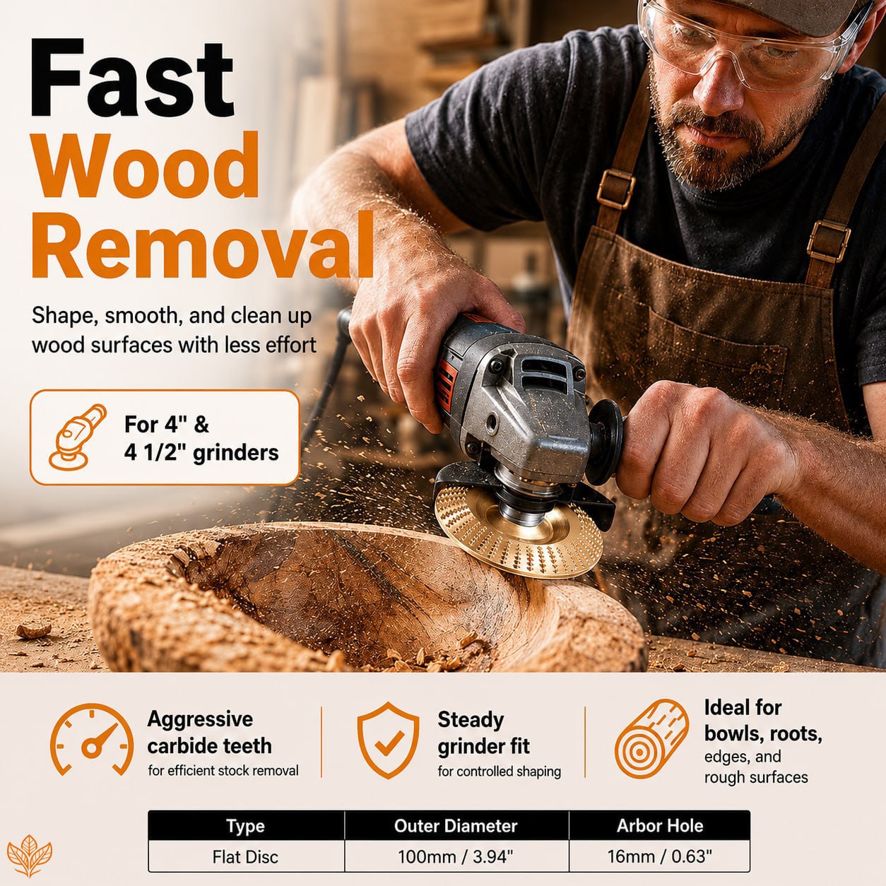 🥳HOT SALE 60%🔥Angle Grinder Wood Shaping Disc - Super sharp, fast cutting. Fits standard grinder, removes wood easily. A workshop hero! 🔥✨