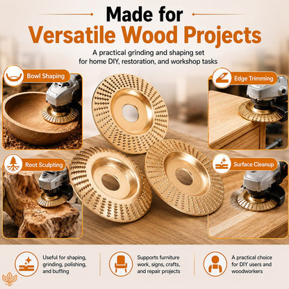 🥳HOT SALE 60%🔥Angle Grinder Wood Shaping Disc - Super sharp, fast cutting. Fits standard grinder, removes wood easily. A workshop hero! 🔥✨