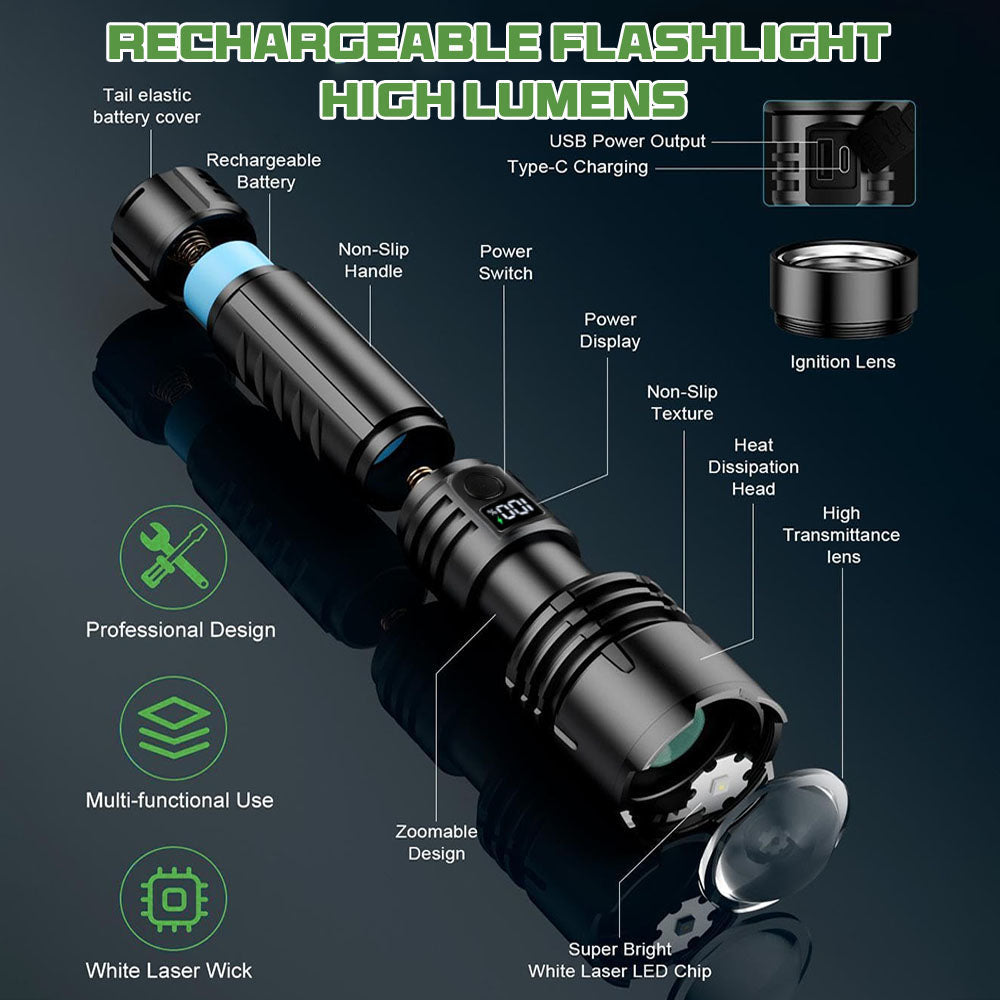 🔥EXCLUSIVE OFFER 70% OFF + 🎁 2026 NEW Super Bright Ultimate Tactical Survival Flashlight · 2M+ SOLD · 80X Brightness ·120H Runtime · Military-Grade COB LEDs Tech