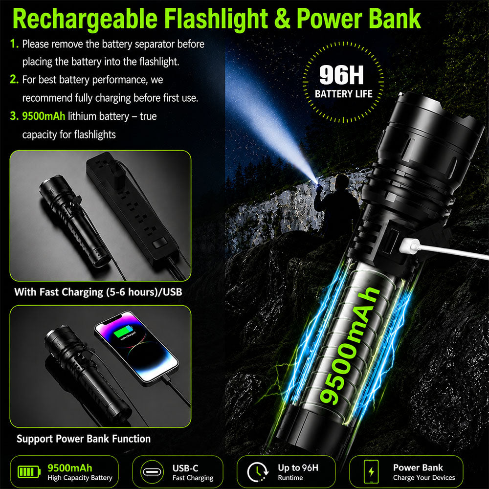 🔥EXCLUSIVE OFFER 70% OFF + 🎁 2026 NEW Super Bright Ultimate Tactical Survival Flashlight · 2M+ SOLD · 80X Brightness ·120H Runtime · Military-Grade COB LEDs Tech